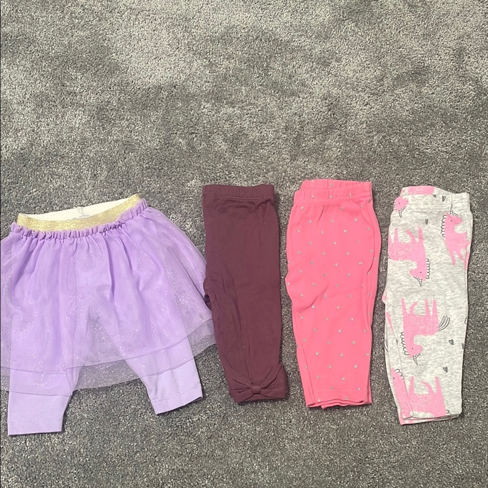 3mo Carter's Baby Girl Leggings Set - Purple, Maroon, Pink, Gray